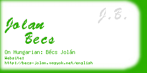 jolan becs business card