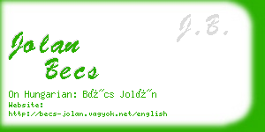 jolan becs business card